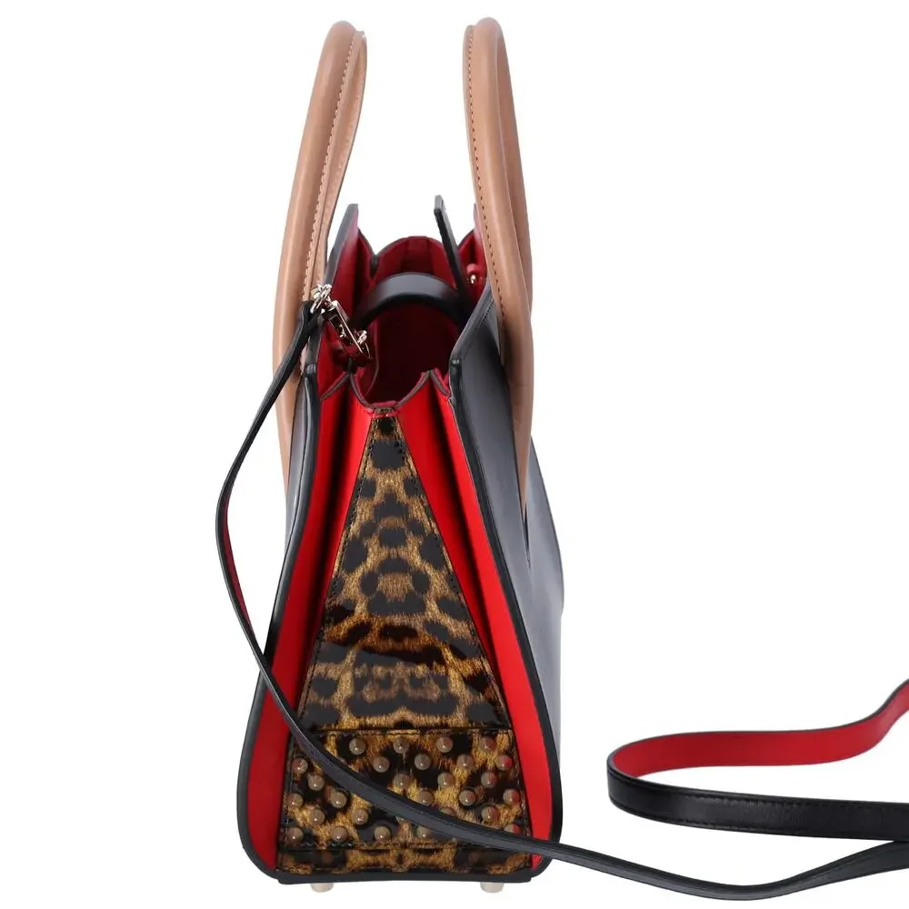 Christian Louboutin Paloma Small Handbag Black Beige Multi Leopard Leather - Picture 2 of 8